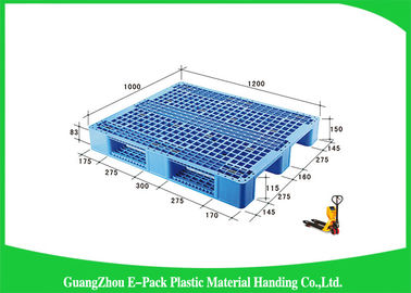Dwustronne 4-kierunkowe palety plastikowe do układania w stosy, palety plastikowe z płozami 1200 x 1000 mm
