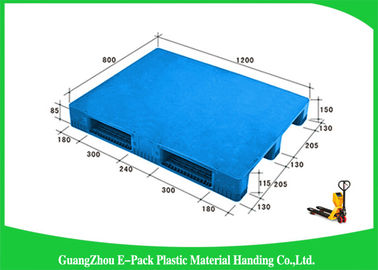 1200 * 800 mm Niebieskie plastikowe palety z trzema prowadnicami, plastikowe palety z płozami Virgin HDPE