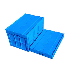 600 * 400 * 368 Mm Logistyka Składane plastikowe pudełko Dołączone pokrywki Niebieski kolor