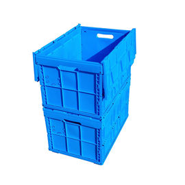 600 * 400 * 368 Mm Logistyka Składane plastikowe pudełko Dołączone pokrywki Niebieski kolor