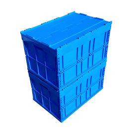600 * 400 * 368 Mm Logistyka Składane plastikowe pudełko Dołączone pokrywki Niebieski kolor
