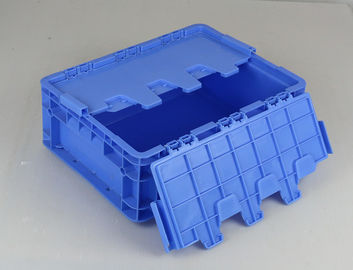 Pokrywy na zawiasach Plastikowe pudełka do przechowywania Obrót w stosy w kolorze niebieskim